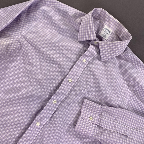 Brooks Brothers Other - Brooks Brothers Shirt Mens 16.5 34 Purple Check Regent Non-Iron Supima Cotton